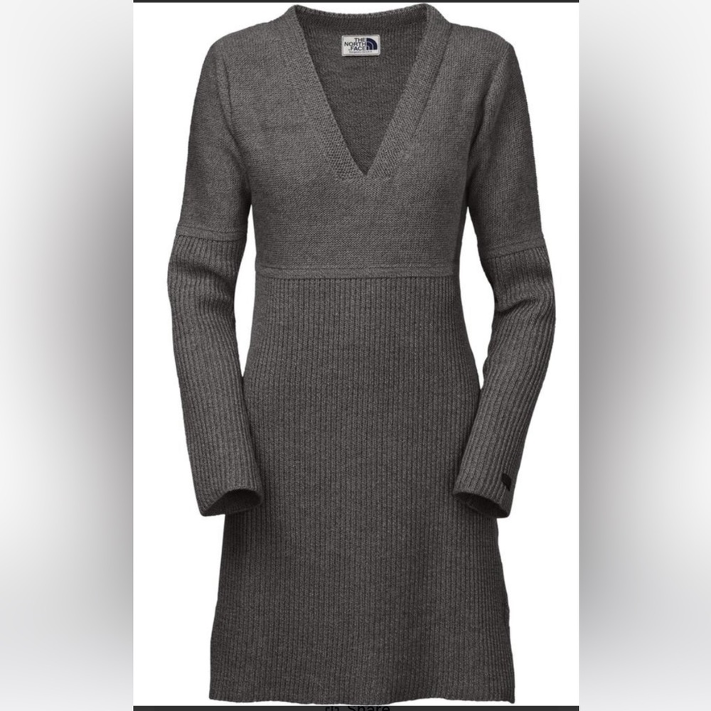 The North Face Gray Bell Sleeve V-Neck Sweater Dress